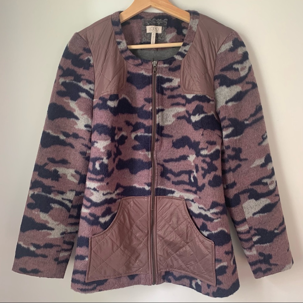 LOGO by Lori Goldstein Camo Softshell Jacket Pockets Long Sleeve Women’s 8